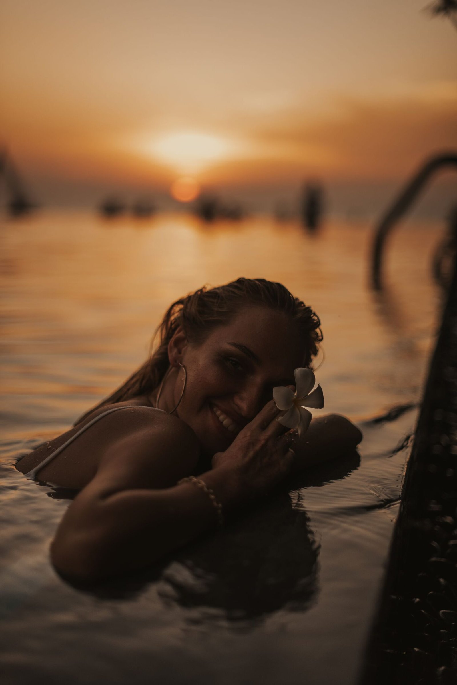 A quiet moment by the sea at sunset